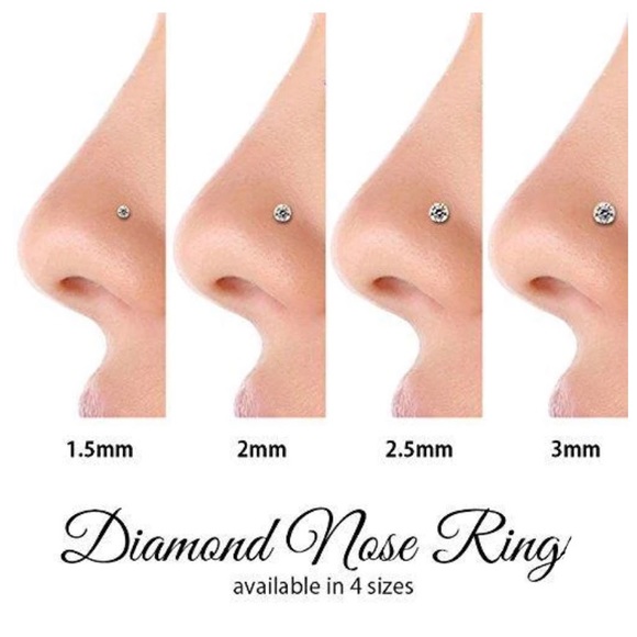 Custom Diamond Nose Ring 14k White Gold - Picture 1 of 13